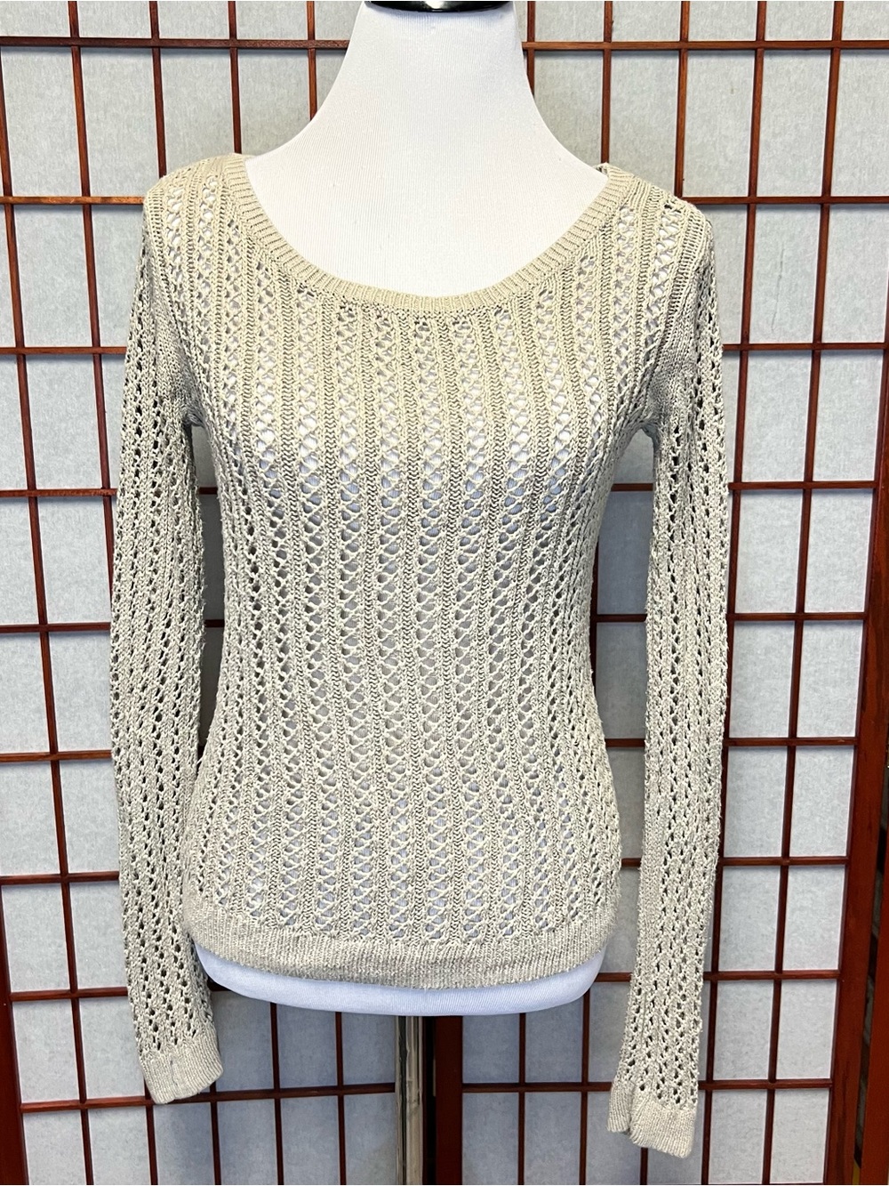 a.n.a Open-Knit Scoop Neck Sweater in Cream
